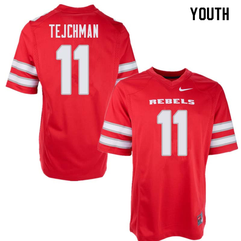 Youth UNLV Rebels #11 Drew Tejchman College Football Jerseys Sale-Red - Click Image to Close
